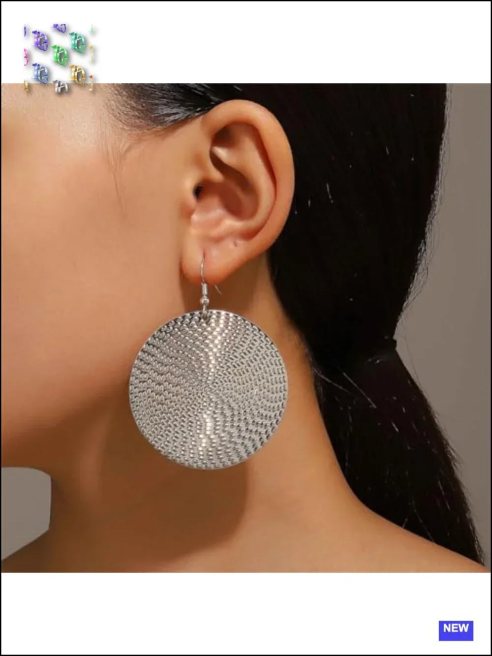 Large Double Circle Drop Dangle Earrings Geometric Statement Handmade